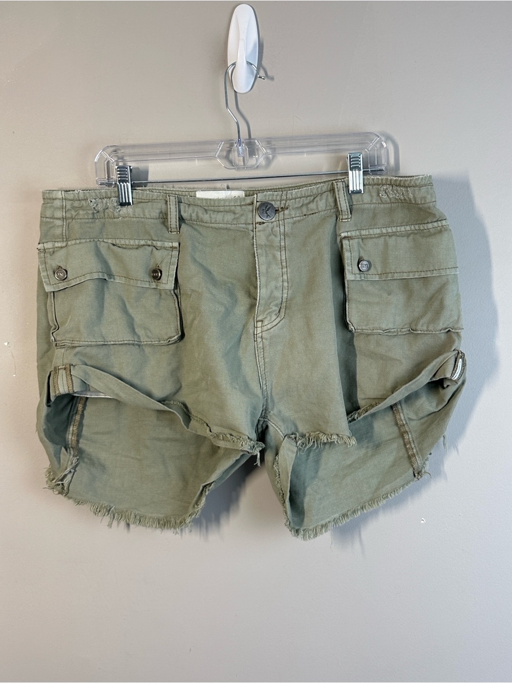 ONE TEASPOON Cadet Bandits Low Waist Denim Shorts Army Green Size 34 Utility
